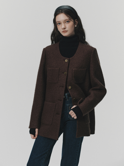 MAY woolen shearing jacket_BROWN