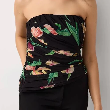 White House Black Market Women's Draped Chiffon Bustier Top