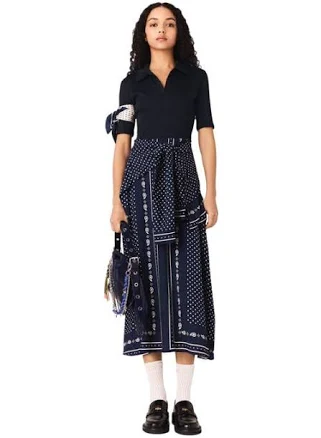 Maje Women's Patterned Bandana Midi Dress