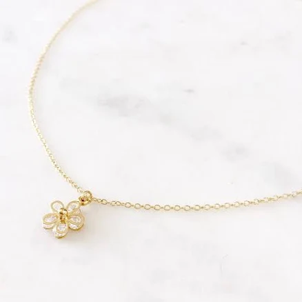 Daisy Flower CZ Necklace