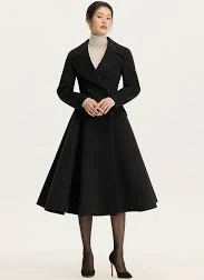 Cashmere Wool Wide Collar Flare Coat