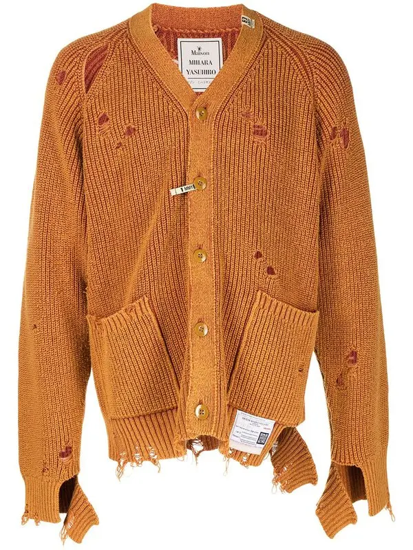 V-neck Distressed Cardigan