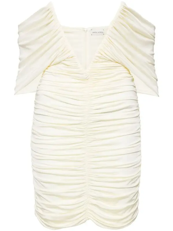 V-neck Ruched Mini Dress