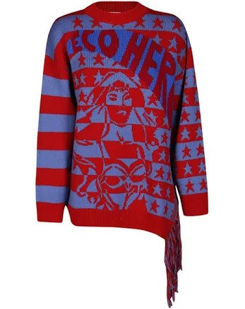 Stella McCartney Women's Eco Hero Oversized Asymmetric Intarsia Wool Sweater