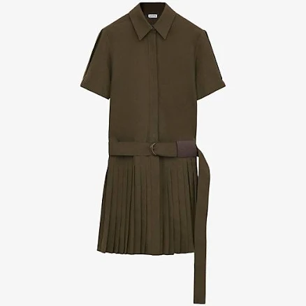Loewe Women's Pleated Cotton Twill Mini-Shirtdress