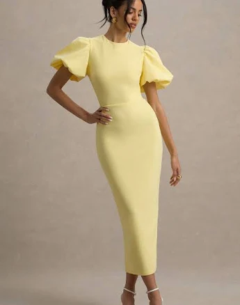 Dakota Puff-Sleeve Midi Dress