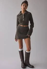 BDG Avery Cable Knit Sweater Skirt 2-Piece Set