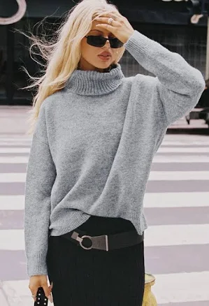 Double Zero Oversized Turtleneck Chunky Knit Sweater