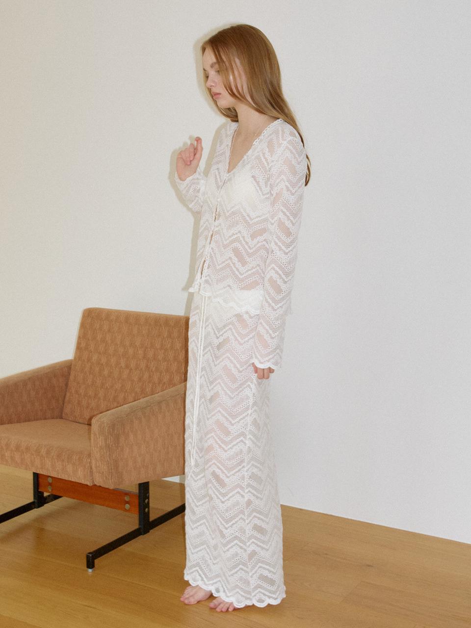 ZIGLACE LAYERED LONG SKIRT [WHITE]