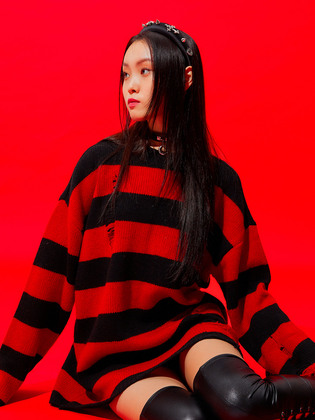 0 2 Damaged Wool Stripe Knit
