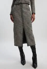 Tweed Belted Pencil Skirt
