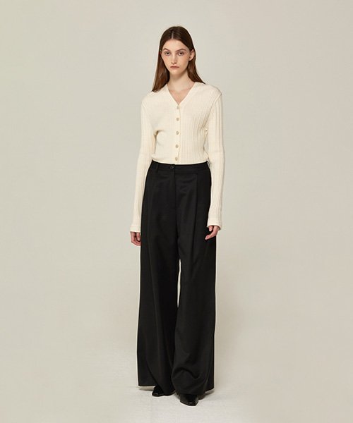 ONE-TUCK WIDE PANTS (BLACK)