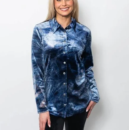 Tie Dyed Velvet Button Up Shirt