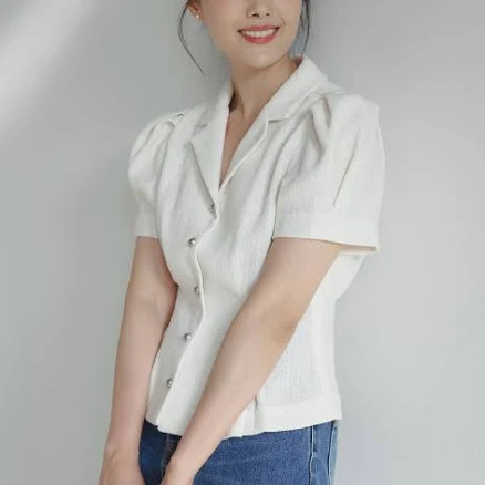 "VEM.VER Tweed Half Sleeve Pintuck Jacket