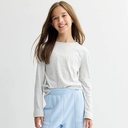 Girls 6-20 SO Long Sleeve Tee in Regular & Plus Size, Girl's, Size: Medium (8), Heather Grey