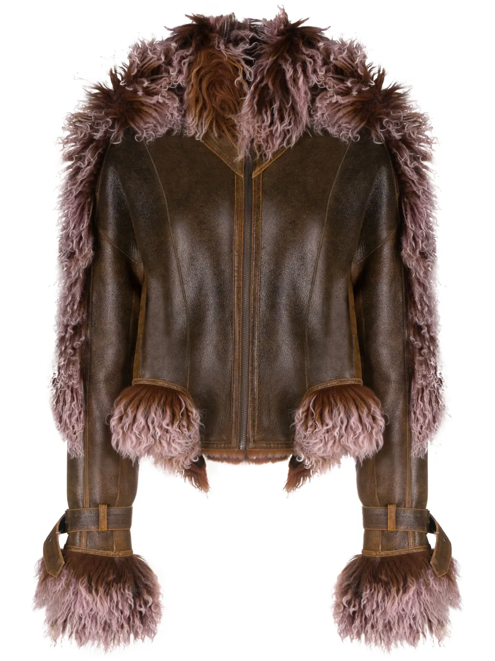 Shearling-trim Leather Jacket