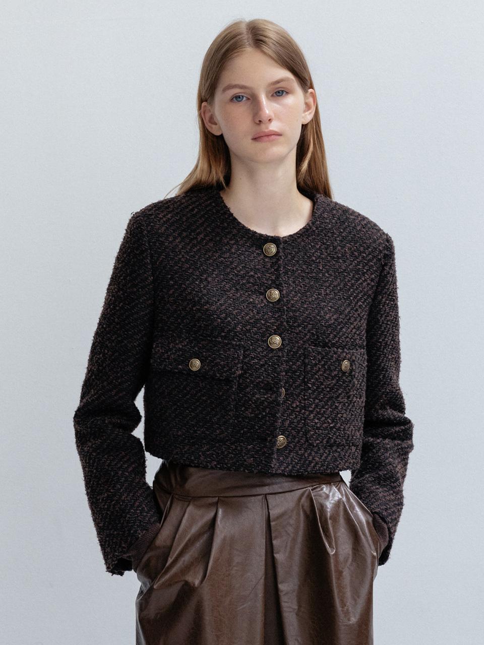 Two-tone Tweed Crop Jacket KW2AJ7040_93