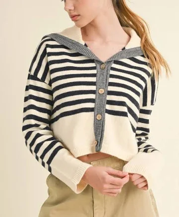 Sailor Collar Sweater Cardigan