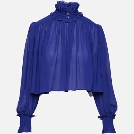 CHLOÉ | Women's | High Neck Blouse | FRESH INDIGO BLOUSE | Size FR 36