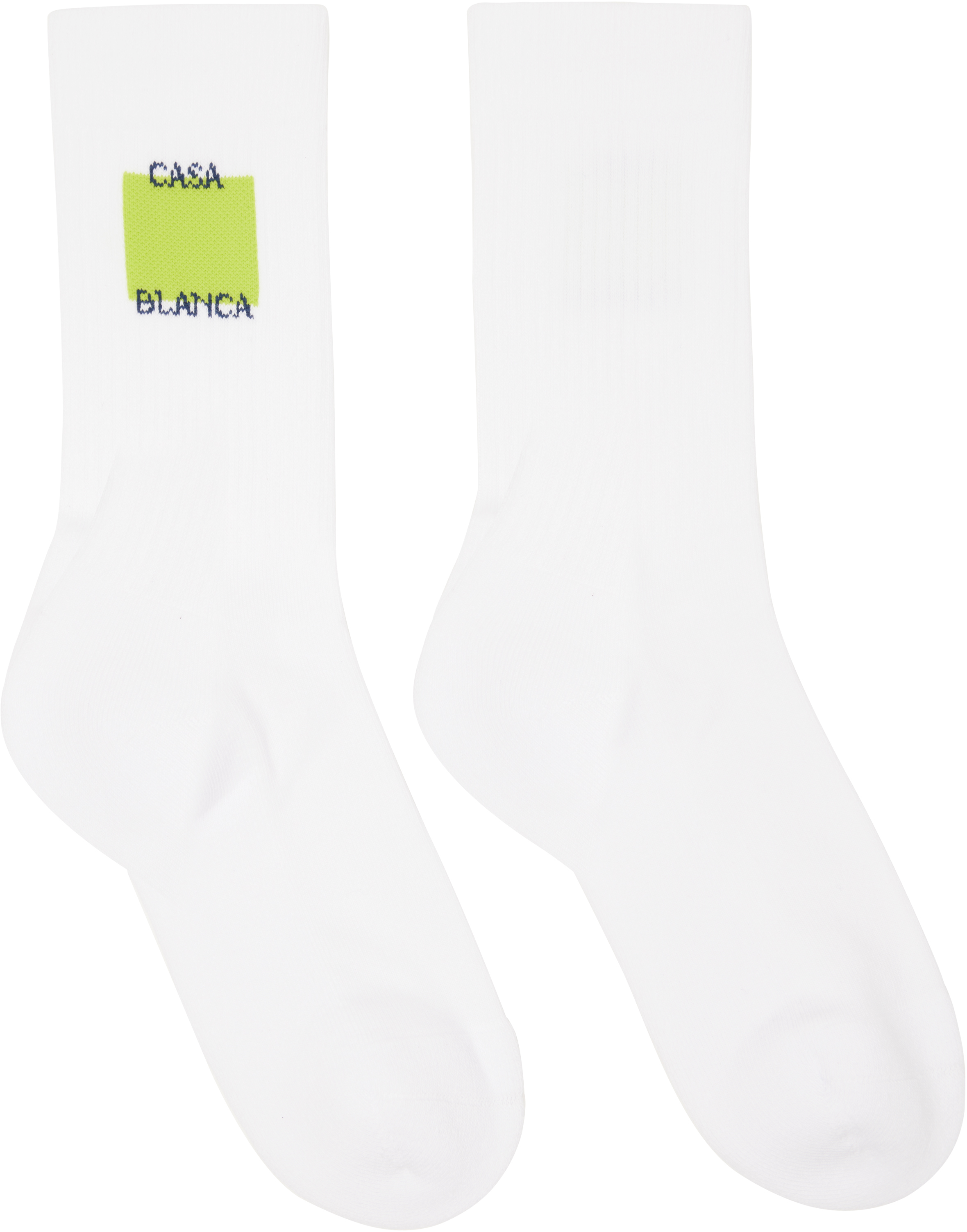White Acid Lime Logo Square Socks