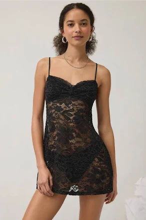 Out From Under Stretch Lace Slip Mini Dress