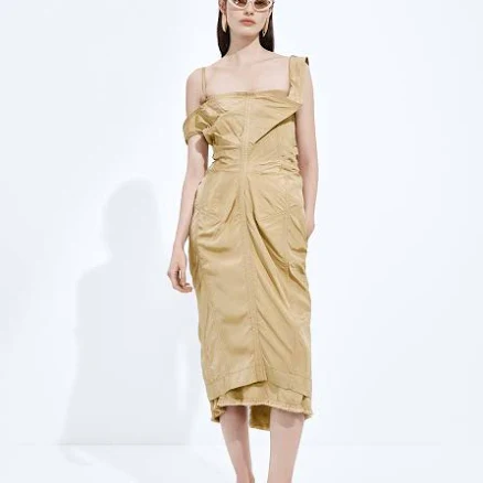 Bottega Veneta Washed Silk Taffeta Dress - Beige - Women - 0