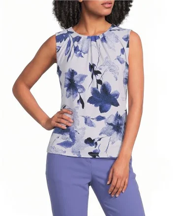 Calvin Klein Women's Knit Jersey Floral Pleated Cami