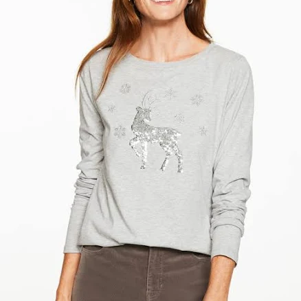 Women's Talbots Sequin Reindeer Crewneck T-Shirt