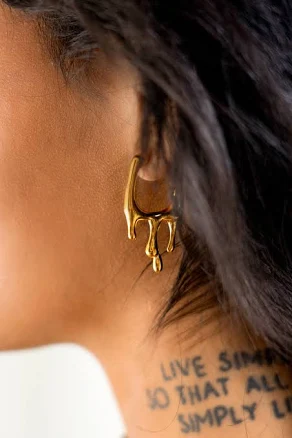 18K Gold Plated Drip Drop Hoops