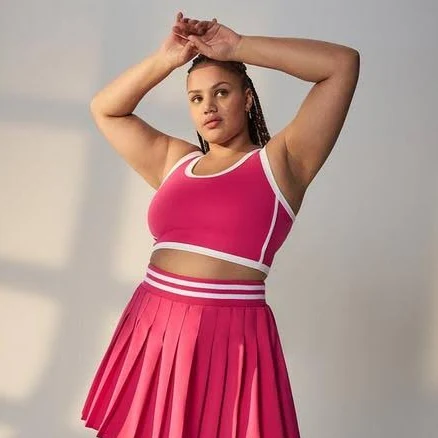 Women's Stretch Woven Pleated Active Skirt With Bike Short in Pink by Tru at Torrid