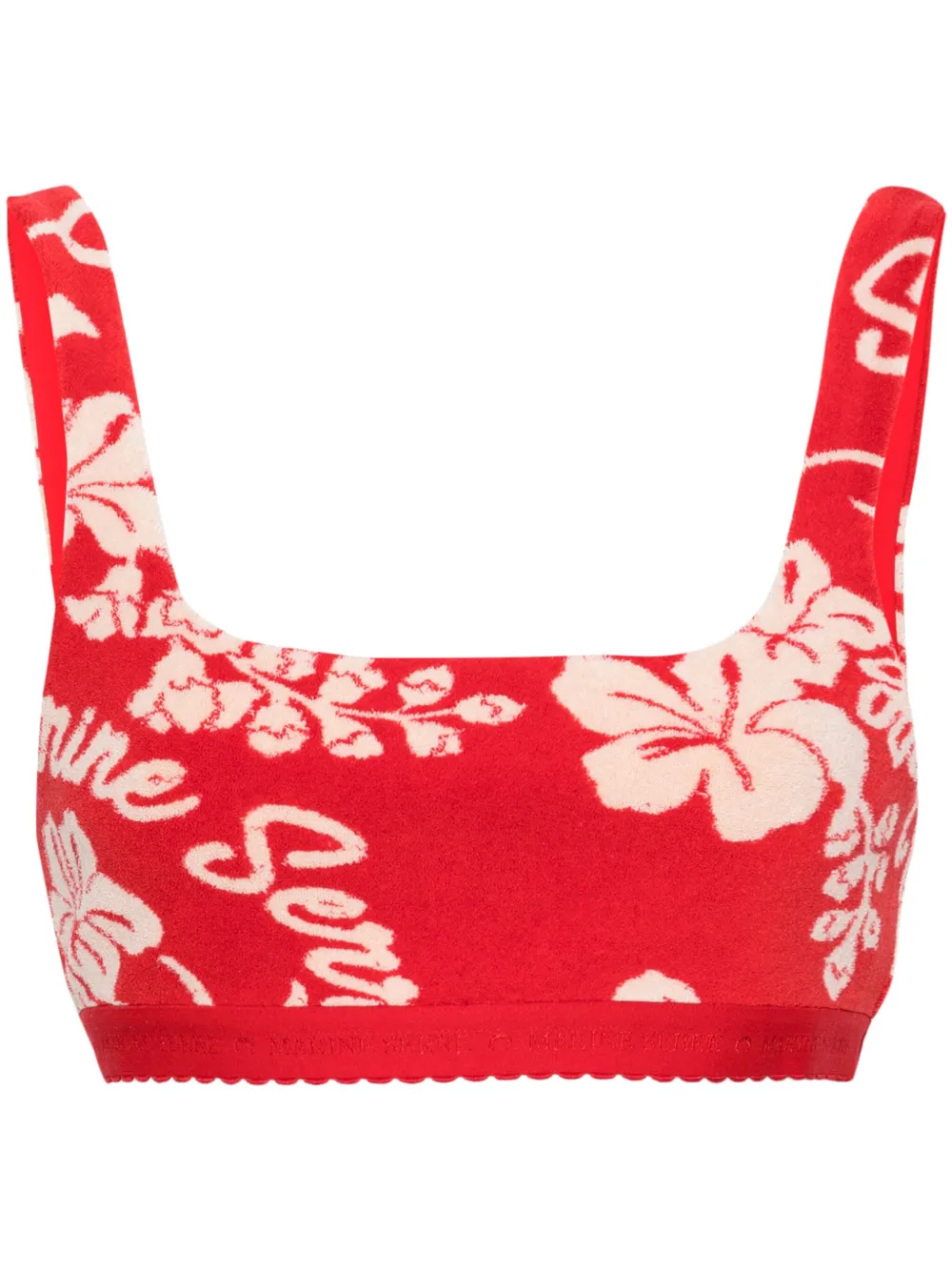 Floral-jacquard Towel Bralette