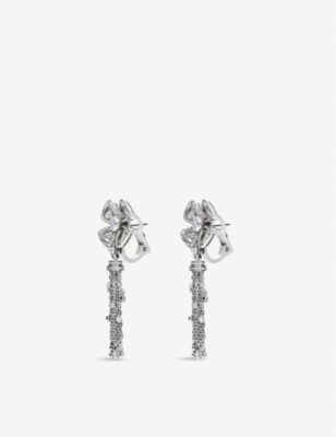 BVLGARI - Fiorever 18ct white-gold and diamond drop earrings