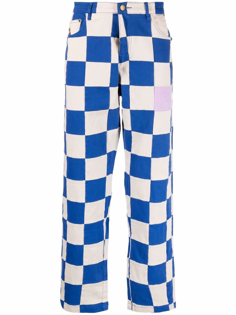 Check-print Straight-leg Trousers