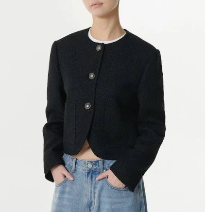 MUSINSA Women's Round Neck Tweed Jacket