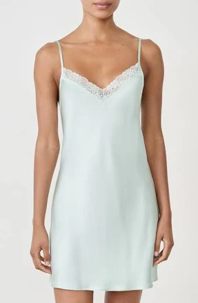 Etam Women's Milky Lace Trim Silk Chemise