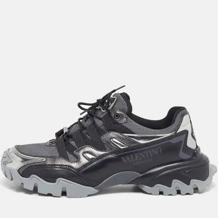 Valentino Climbers Size 40.5 Tricolor Leather and Mesh VLogo Lace Up Sneakers
