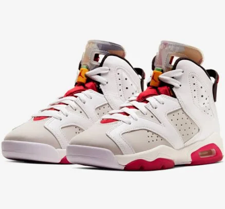 Air Jordan 6 Retro Hares 384665-062 Grey Black White Gs 3.5y-5y