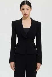 Crepe Shawl Collar Flare Jacket