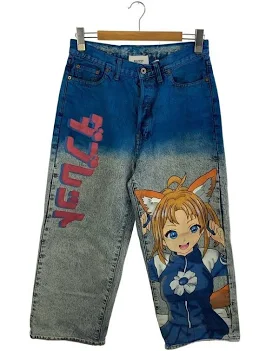 Double Other ANIME HAND-PAINTING DENIM PANTS Bottom S BLU