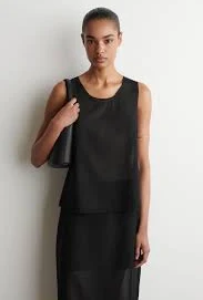 Semi-sheer Layered Wool Top