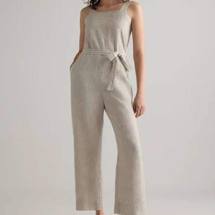 Quince Women's European Linen Square Neck Jumpsuit