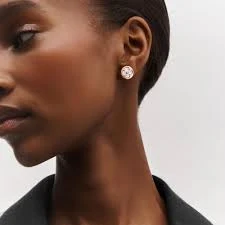 Color Blossom BB Sun Ear Stud, Pink Gold and White Mother-of-Pearl - Per Unit