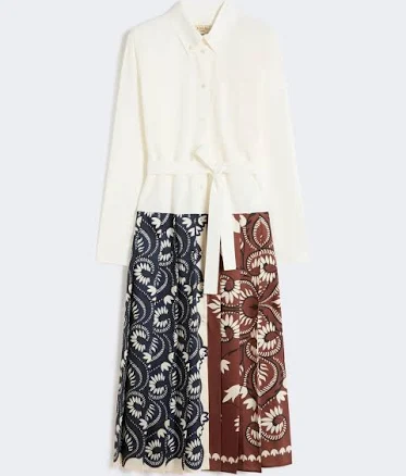 Max Mara Cotton and Twill Printed Shirt Dress