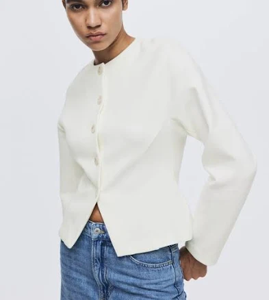 H&M Women's Collarless Scuba Knit Blazer