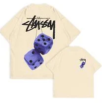 Stüssy Fuzzy Dice Printed Unisex Oversized T-shirts
