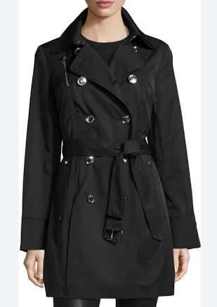 Michael Kors Michael Double-Breasted Hooded Trench Coat