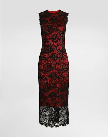 Woman Dolce & Gabbana Calf-length Floral Lace Sheath Dress for