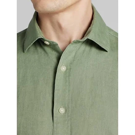 Joseph Abboud Modern Fit 100% Linen Button-Up Shirt in Sea Spray Green – Men’s Lightweight Casual Dress Shirt, Size Medium