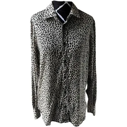 Saint Laurent Silk Leopard Print Shirt Size 36 FR