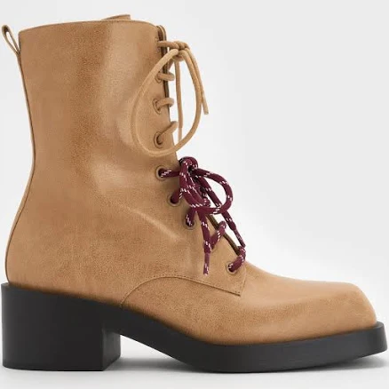 Charles & Keith Logan Double-Lace Calf Boots